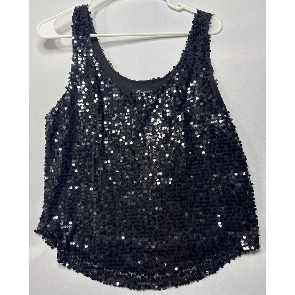 Forever 21 Women's Loose Fit Sleeveless‎ Black Sequined Top - Size M